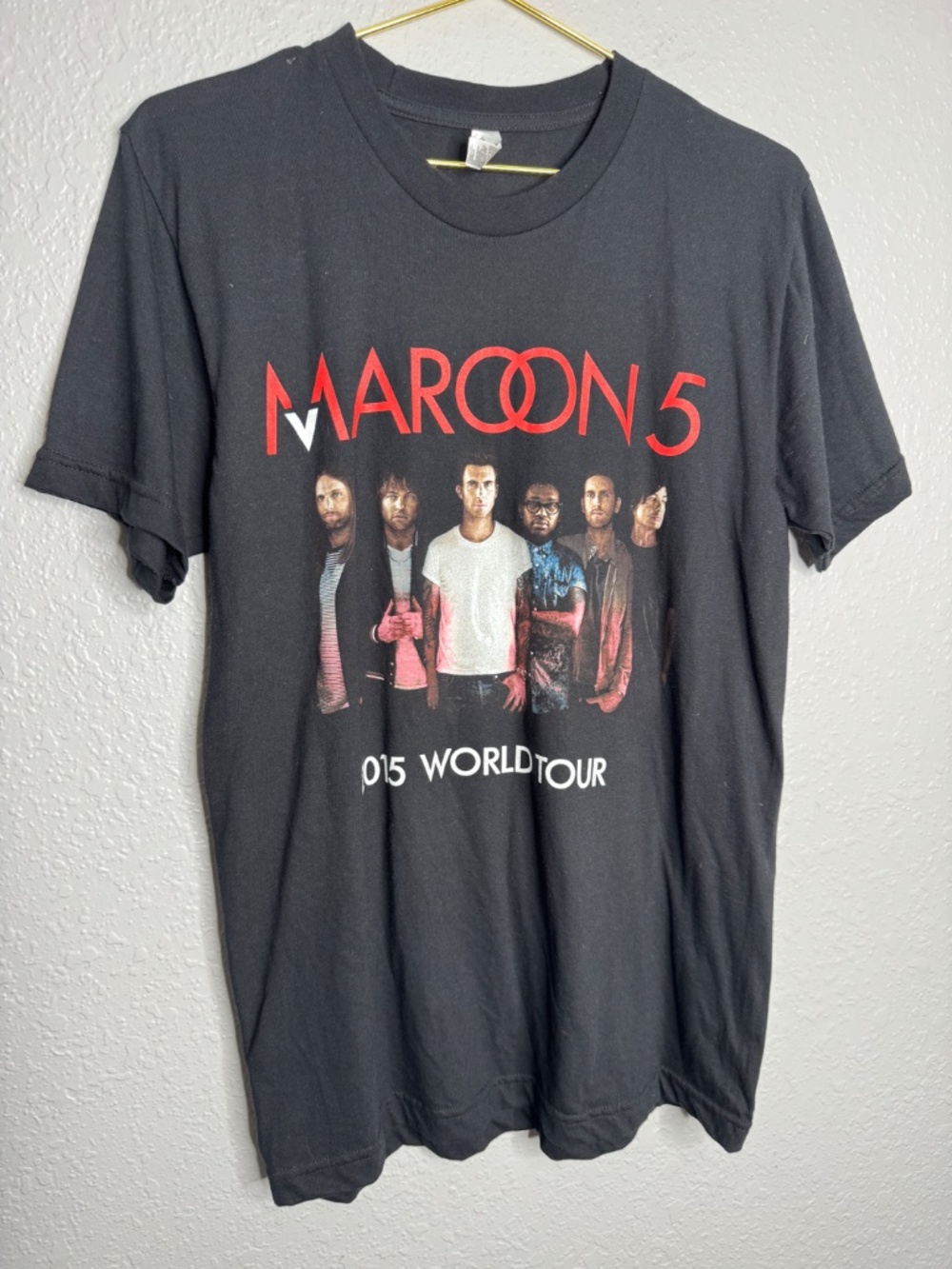 Maroon 5 2015‎ World Tour American Apparel Black  T-Shirt Size Medium - Picture 10 of 10